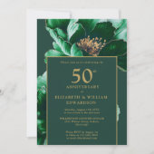 Emerald Green Gold Floral Modern 50e Jubileum Kaart (Voorkant)