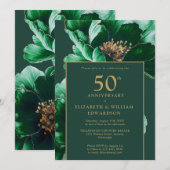 Emerald Green Gold Floral Modern 50e Jubileum Kaart (Voorkant / Achterkant)