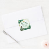 Emerald Green Gold Floral Princess Crown Dank u Vierkante Sticker (Envelop)