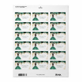 Emerald Green Gold Floral Princess Quinceanera Etiket (Full Sheet)