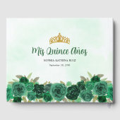 Emerald Green Gold Floral Princess Quinceañera Gastenboek (Achterkant)