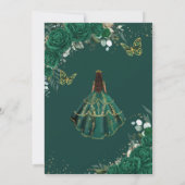 Emerald Green Gold Floral Princess Quinceañera Kaart (Achterkant)