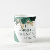 Emerald Green Gold Floral Princess Quinceanera Koffiemok (Center)