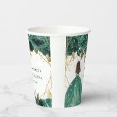 Emerald Green Gold Floral Princess Quinceanera Papieren Bekers (Links)