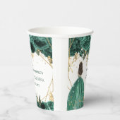 Emerald Green Gold Floral Princess Quinceanera Papieren Bekers (Rechts)