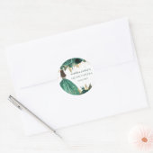 Emerald Green Gold Floral Princess Quinceanera Ronde Sticker (Envelop)
