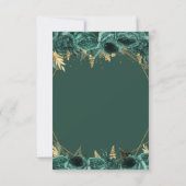Emerald Green Gold Floral Princess Quinceanera RSVP Kaartje (Achterkant)