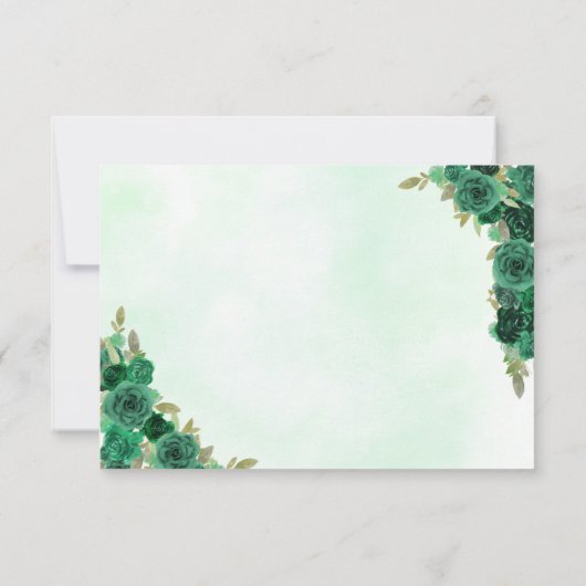 Emerald Green Gold Floral Princess Quinceañera Save The Date (Achterkant)