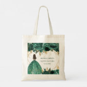 Emerald Green Gold Floral Princess Quinceanera Tote Bag (Achterkant)