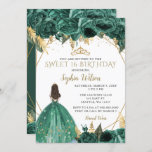 Emerald Green Gold Floral Princess SWEET 16 Kaart<br><div class="desc">Elegant Emerald Green Gold Floral Princess SWEET 16 Uitnodiging</div>