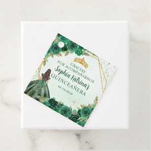 Emerald Green Gold Floral Princess Tiara Dank u Bedankjes Labels