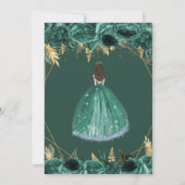 Emerald Green Gold Floral prinses Quinceañera in Kaart (Achterkant)