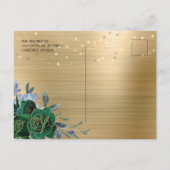 Emerald Green Gold Floral Quinceañera Briefkaart (Achterkant)