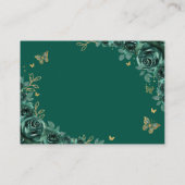 Emerald Green Gold Floral Quinceanera Details Informatiekaartje (Achterkant)