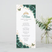 Emerald Green Gold Floral Quinceanera Programma Me (Staand voorkant)