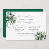 Emerald Green & Gold Floral Rehearsal Dinner Kaart (Voorkant / Achterkant)