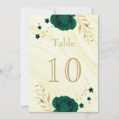 emerald green gold floral table number kaart (Voorkant)