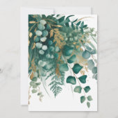 Emerald Green & Gold Floral Wedding Celebration Kaart (Achterkant)