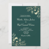 Emerald Green Gold Floral Wedding Kaart (Voorkant)