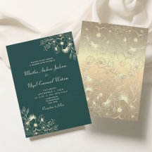 Emerald Green Gold Floral Wedding