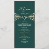 Emerald Green Gold Floral Wedding Menu (Voorkant)