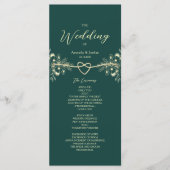 Emerald Green Gold Floral Wedding Programmakaart (Voorkant)