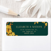Emerald Green & Gold Flowers Return-adres Etiket (Insitu)