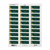 Emerald Green & Gold Flowers Return-adres Etiket (Full Sheet)