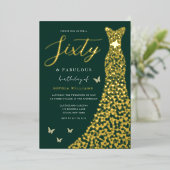 Emerald Green Gold Foil 60e verjaardag Folie Uitnodiging (Staand Voorkant)