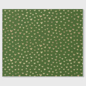 Emerald Green Gold Foil Love Hearts Wrapping Paper Cadeaupapier (Vlak)