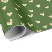 Emerald Green Gold Foil Love Hearts Wrapping Paper Cadeaupapier (Rol Hoek)
