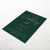 Emerald Green & Gold Foil Wedding Folie Uitnodiging (Gedraaid)