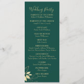 Emerald Green & Gold Foliage Botanical Wedding Programmakaart (Achterkant)