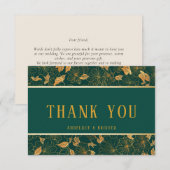 Emerald Green & Gold Foliage Hartelijk dank Bedankkaart (Voorkant / Achterkant)