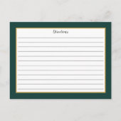 Emerald Green Gold Foliage Monogram Recipcard Briefkaart (Achterkant)