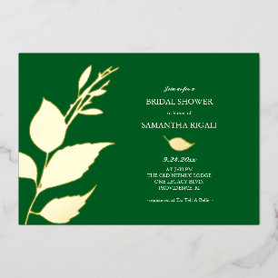 Emerald Green Gold Folie Bruids Douche Uitnodiging