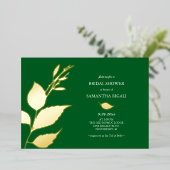 Emerald Green Gold Folie Bruids Douche Uitnodiging (Staand Voorkant)