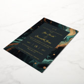 Emerald green gold folie uitnodiging (Gedraaid)