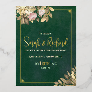 Emerald Green Gold Folie Wedding Uitnodiging Briefkaart