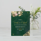 Emerald Green Gold Folie Wedding Uitnodiging Briefkaart (Staand Voorkant)