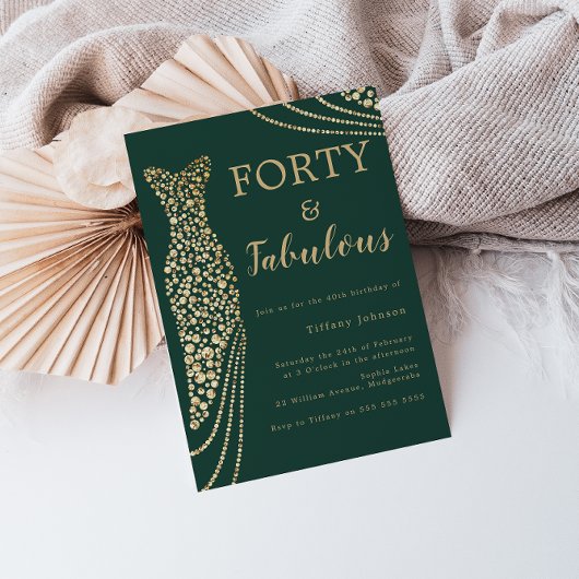 Emerald Green & Gold Forty & Fab 40e verjaardag Kaart