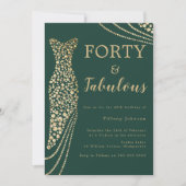 Emerald Green & Gold Forty & Fab 40e verjaardag Kaart (Voorkant)
