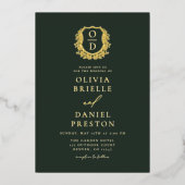 Emerald Green Gold Fotomonogram Huwelijk Folie Uitnodiging (Voorkant)