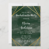 Emerald Green & Gold Geometric Bachelorette Party Kaart (Voorkant)