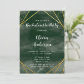 Emerald Green & Gold Geometric Bachelorette Party Kaart (Staand voorkant)