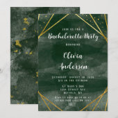 Emerald Green & Gold Geometric Bachelorette Party Kaart (Voorkant / Achterkant)