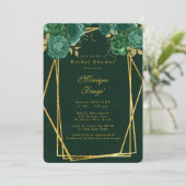 Emerald Green Gold Geometric Floral Vrijgezellenfe Kaart (Staand voorkant)