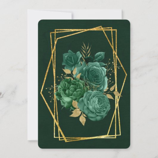 Emerald Green Gold Geometric Floral Vrijgezellenfe Kaart (Achterkant)