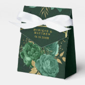 Emerald Green & Gold Geometric Floral Wedding Favo Bedankdoosjes (Voorkant Zijde)