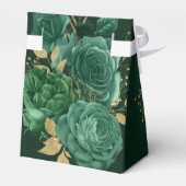 Emerald Green & Gold Geometric Floral Wedding Favo Bedankdoosjes (Achterkant)